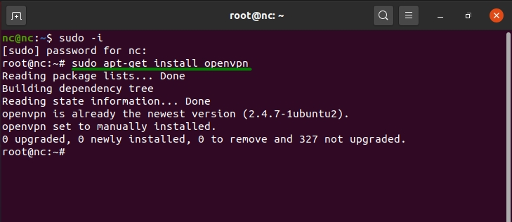 OpenVPN commands are shown as entered into Linux